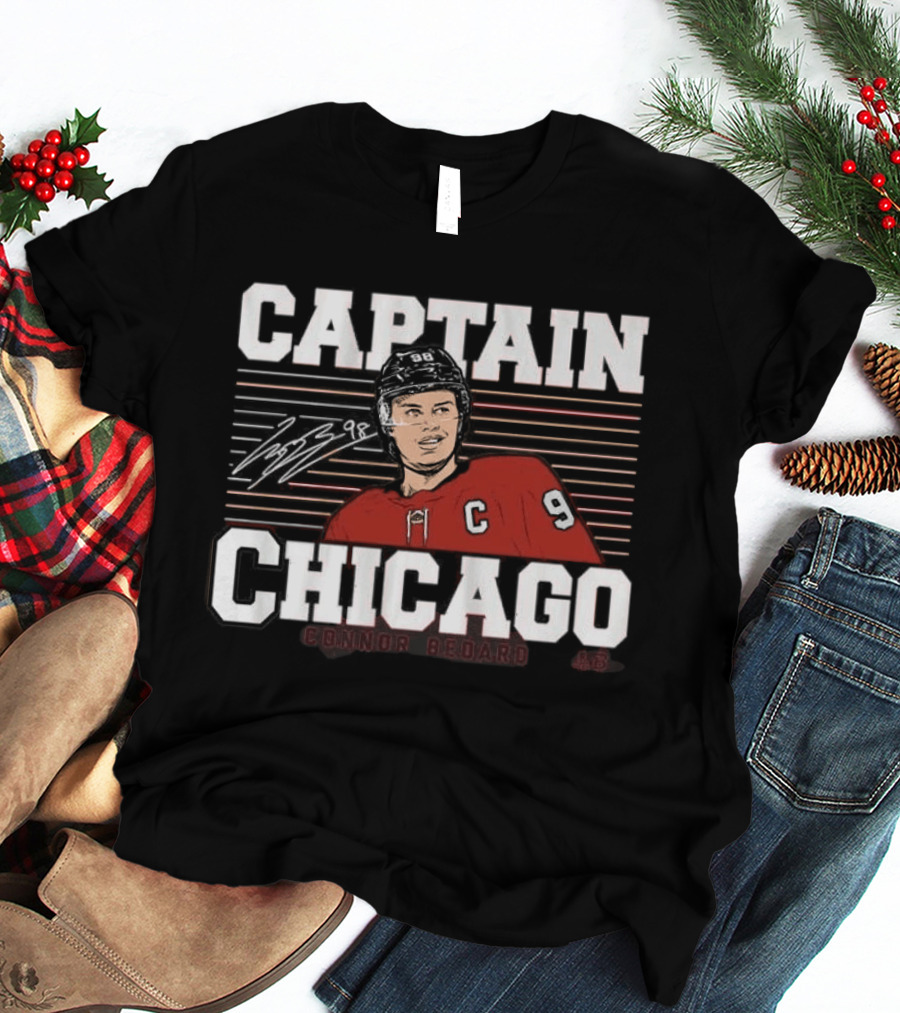 Connor Bedard Number 98 Captain Chicago Hockey T-Shirt