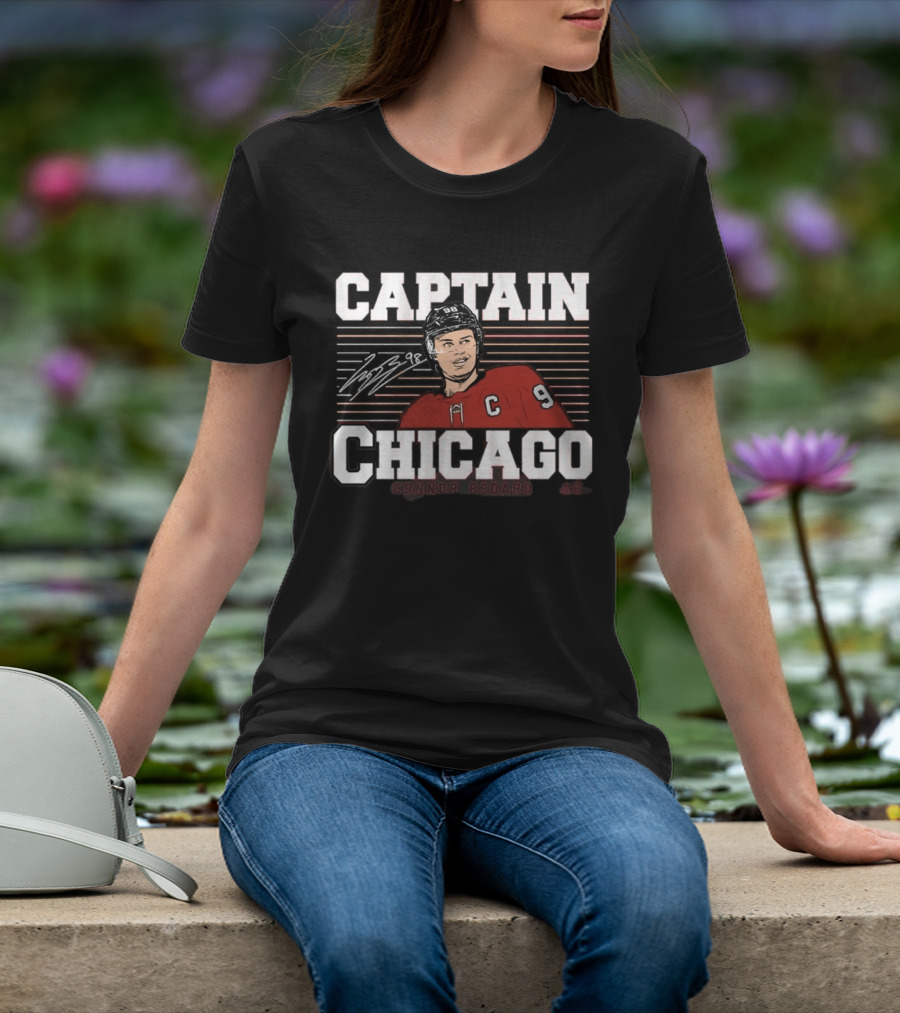 Connor Bedard Number 98 Captain Chicago Hockey T-Shirt