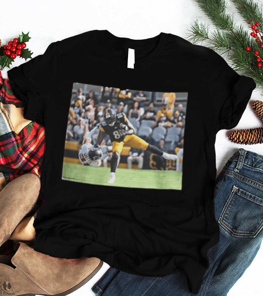 Pittsburgh Steelers Football Player Hurdling Defender Action Photo T-Shirt