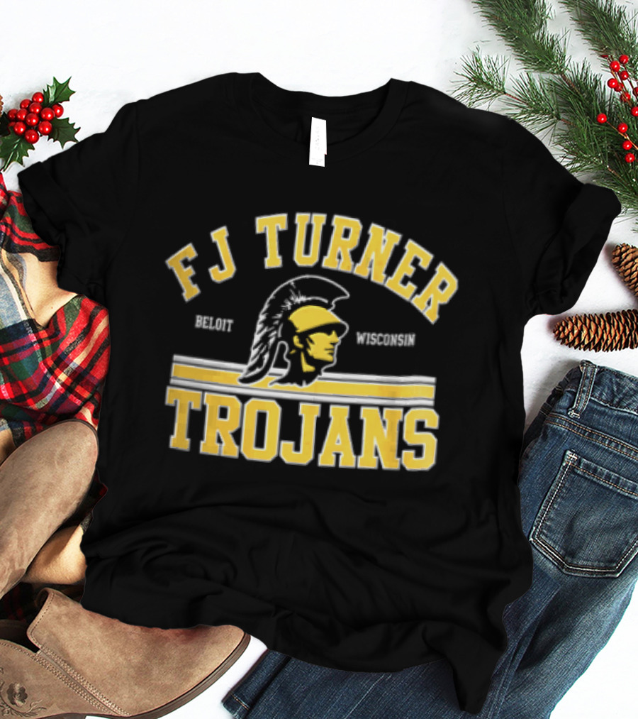 FJ Turner Trojans Beloit Wisconsin Crested Helmet Profile Head T-Shirt