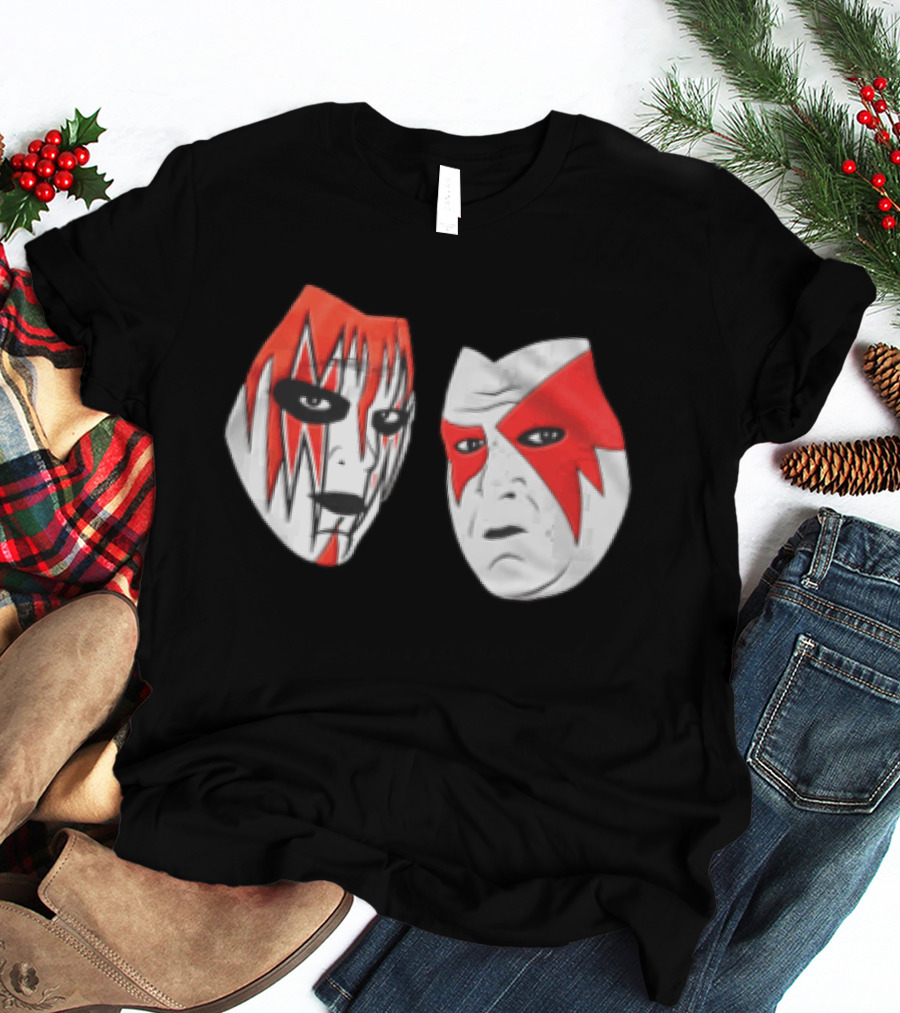 Red And White Face Paint Wrestler Cartoon Caricatures T-Shirt