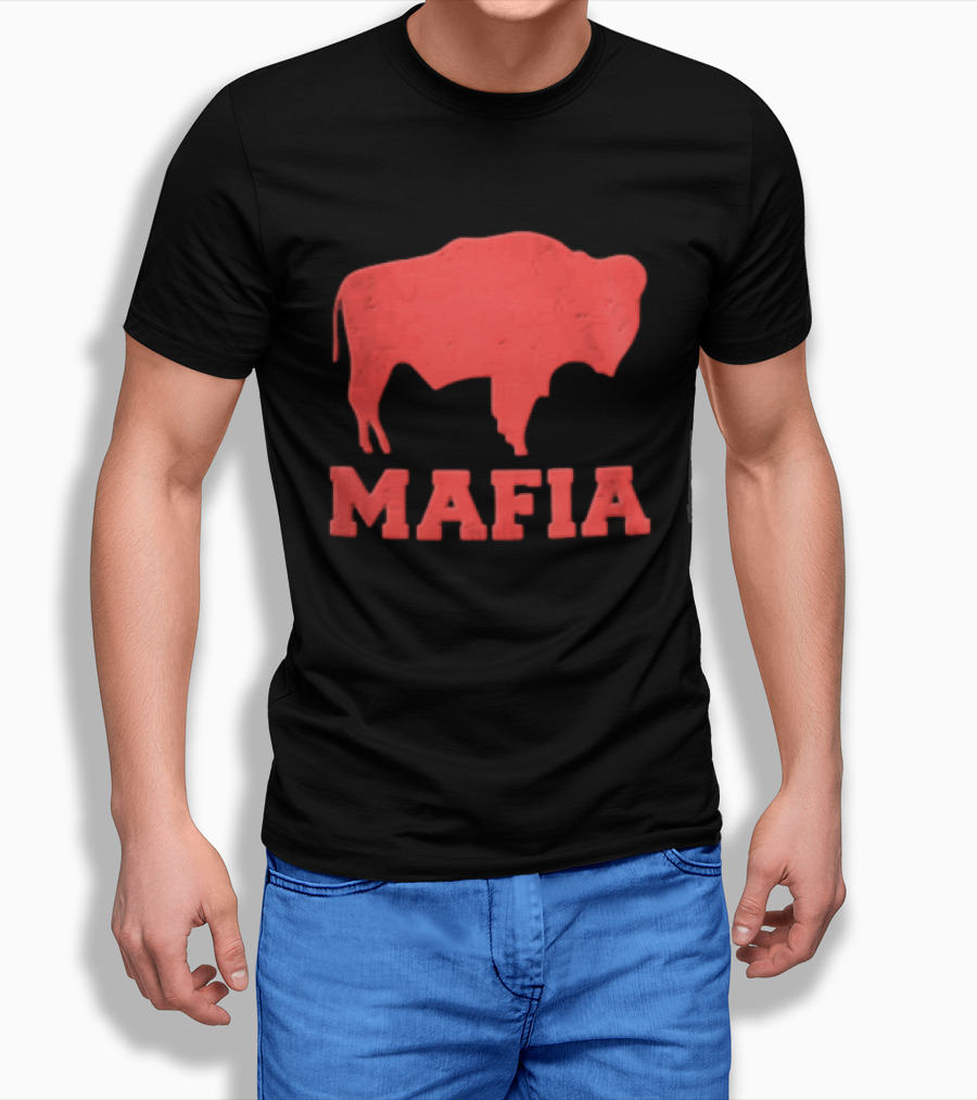 Mafia Distressed Red American Buffalo Bison T-Shirt