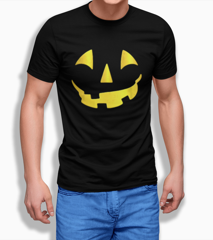 Glowing Metallic Gold Jack O Lantern Pumpkin Face T-Shirt