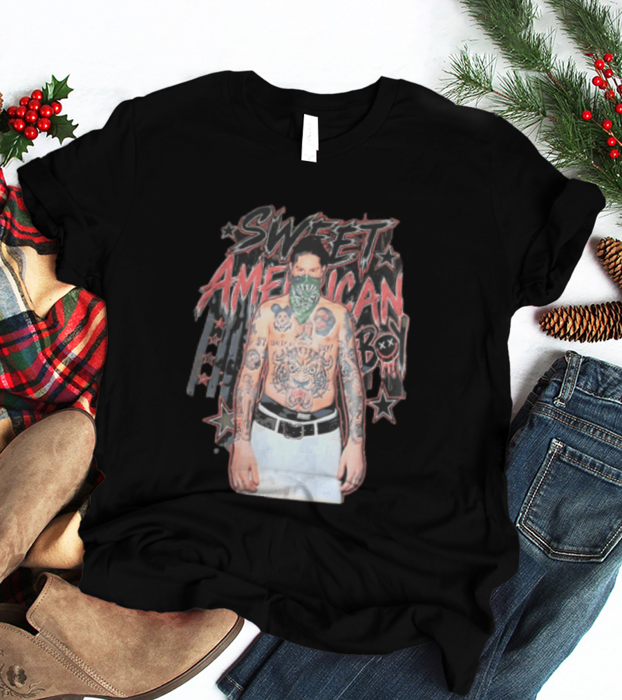 Sweet American Boy Less Tattooed Man Green Bandana Stars Bootleg T-Shirt