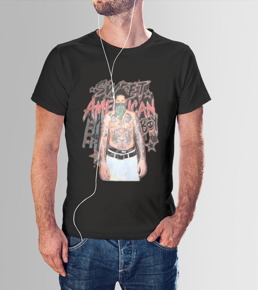 Sweet American Boy Less Tattooed Man Green Bandana Stars Bootleg T-Shirt
