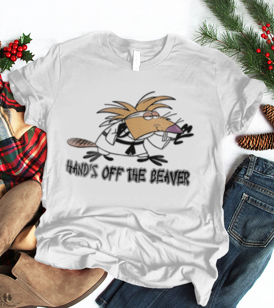 Hands Off The Beaver Cartoon Rodent Martial Arts Karate Gi Stance T-Shirt