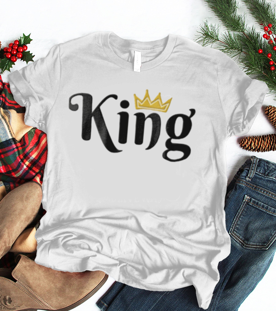 King Black Script Gold Crown Lettering T-Shirt