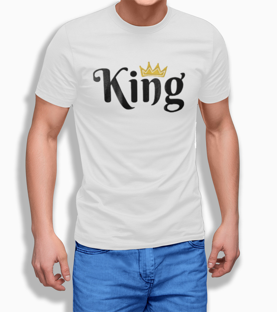 King Black Script Gold Crown Lettering T-Shirt