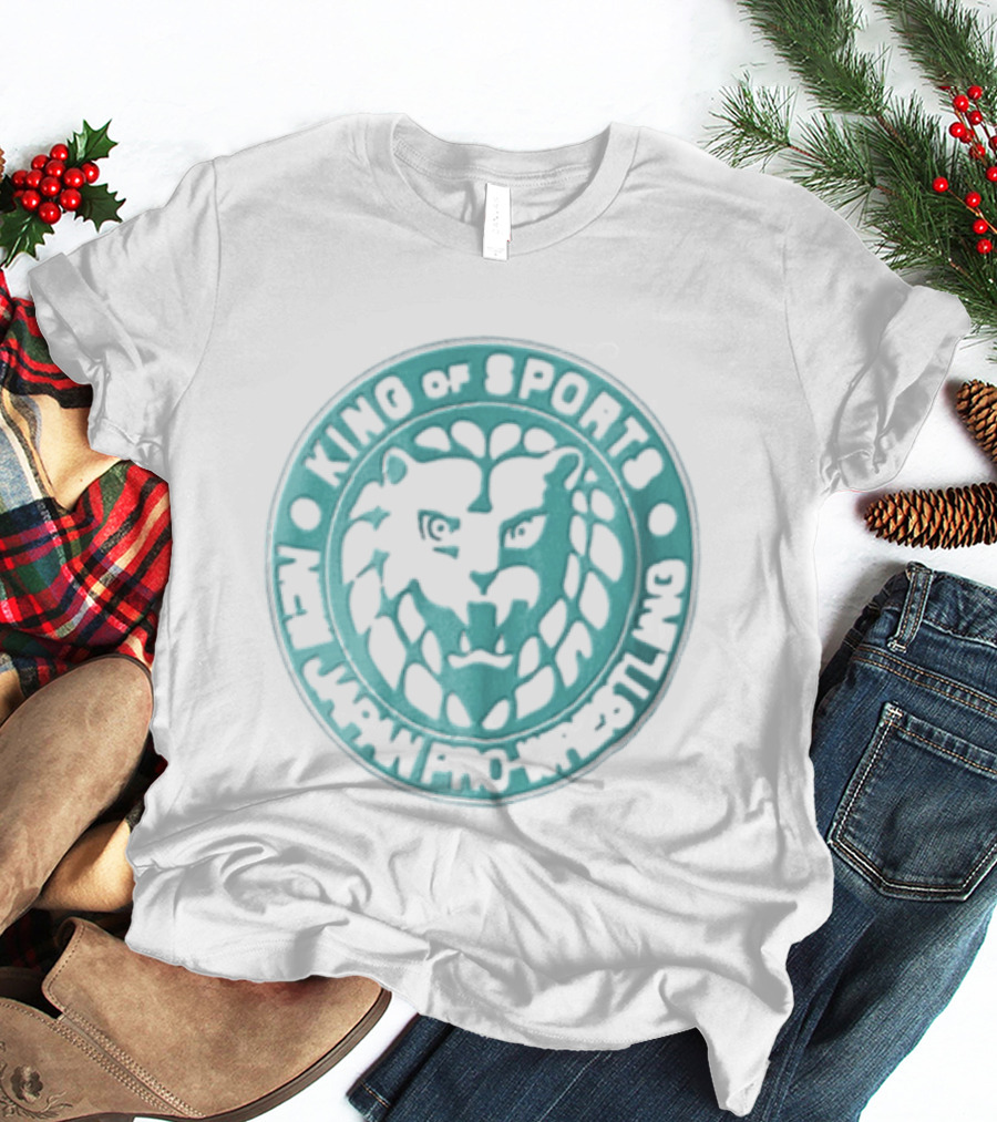 New Japan Pro Wrestling King Of Sports Teal Circular Lion Head T-Shirt