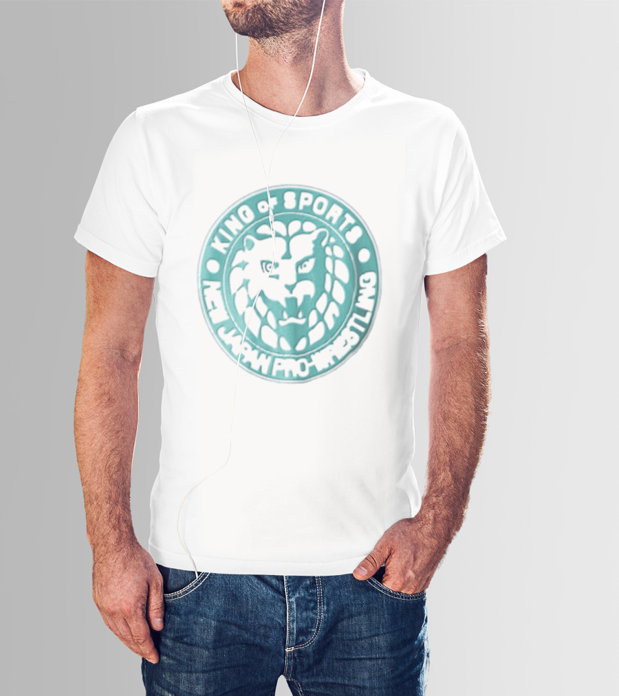 New Japan Pro Wrestling King Of Sports Teal Circular Lion Head T-Shirt