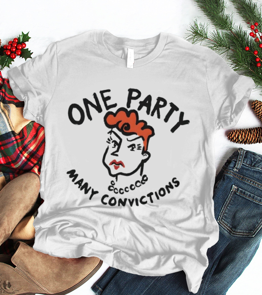 One Party Many Convictions Hillary Clinton Political Caricature T-Shirt