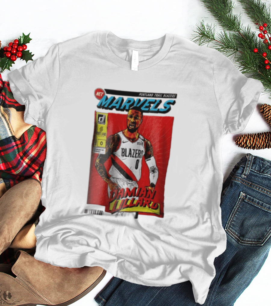 Portland Trail Blazers Net Marvels Damian Lillard Comic Cover NBA Issue 0 Halftone T-Shirt