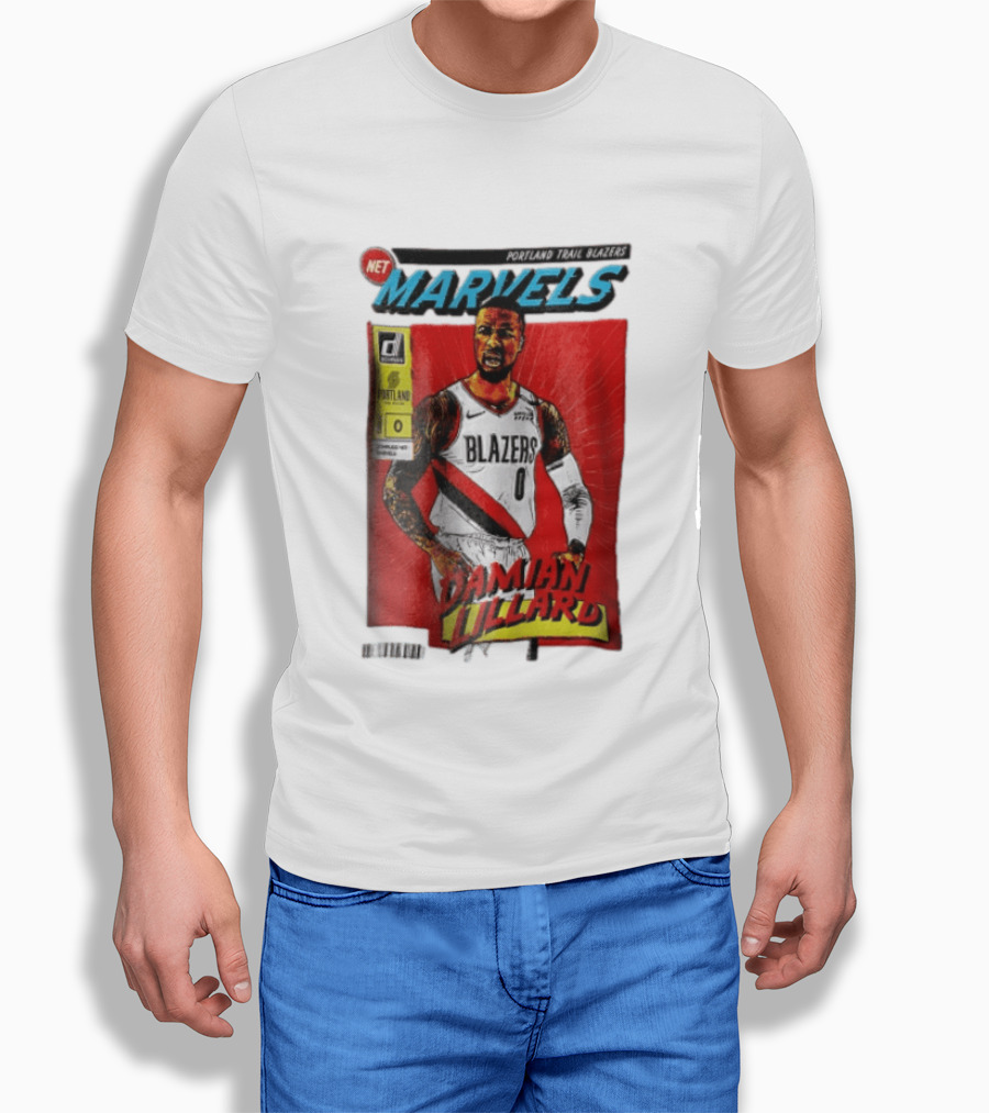 Portland Trail Blazers Net Marvels Damian Lillard Comic Cover NBA Issue 0 Halftone T-Shirt