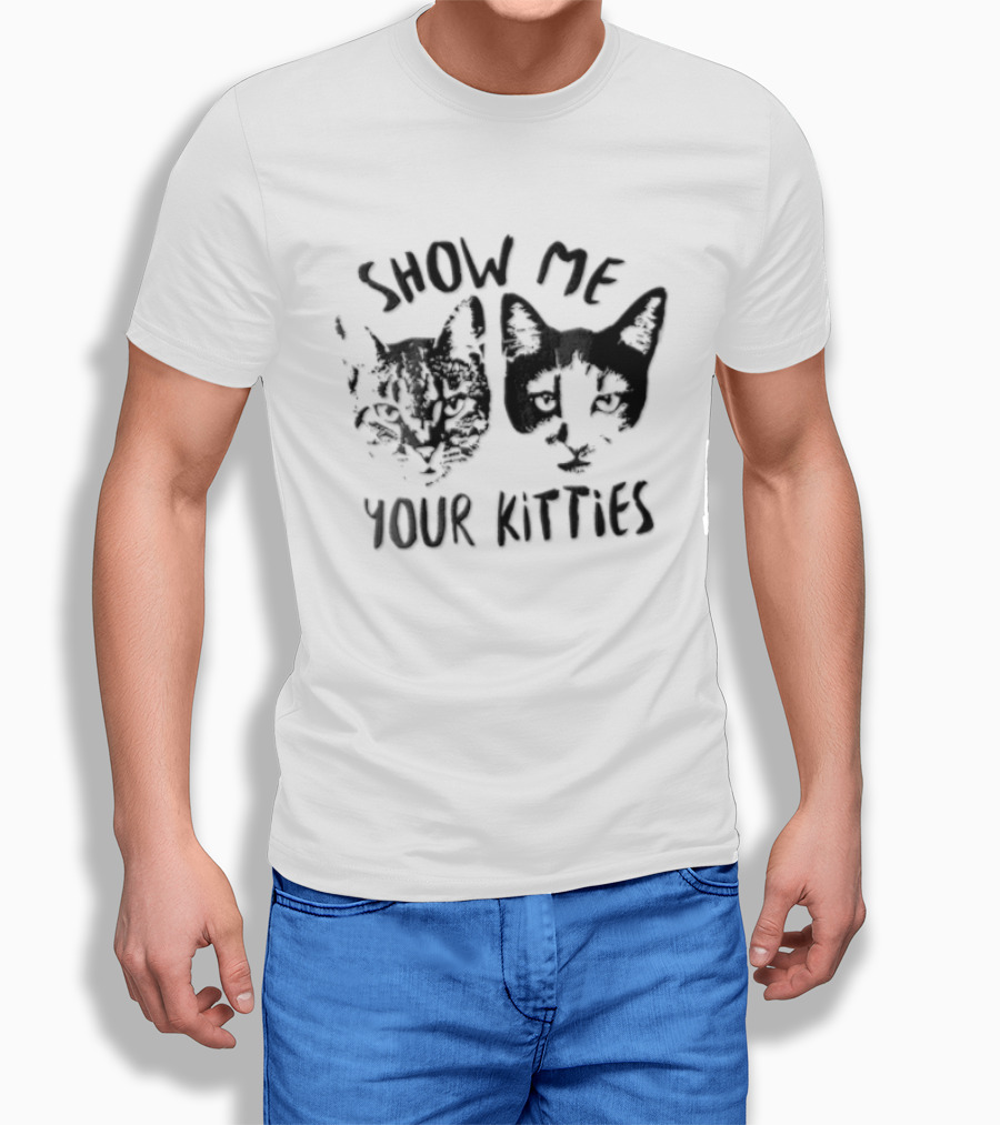 Show Me Your Kitties Tabby Tuxedo Cat Heads T-Shirt
