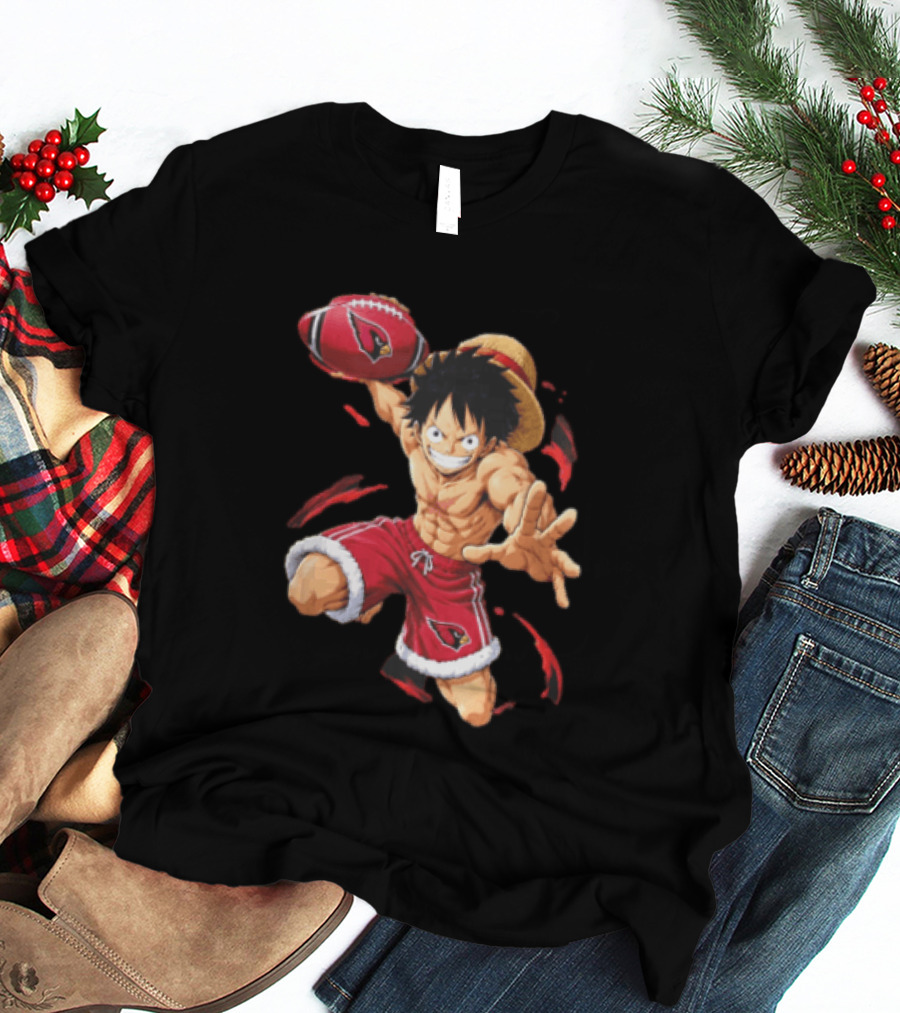 Arizona Cardinals Straw Hat Anime Football Player Action T-Shirt