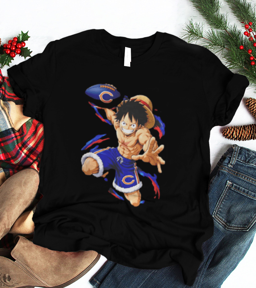 Chicago Bears Straw Hat Pirate Football Anime Crossover Adventures T-Shirt