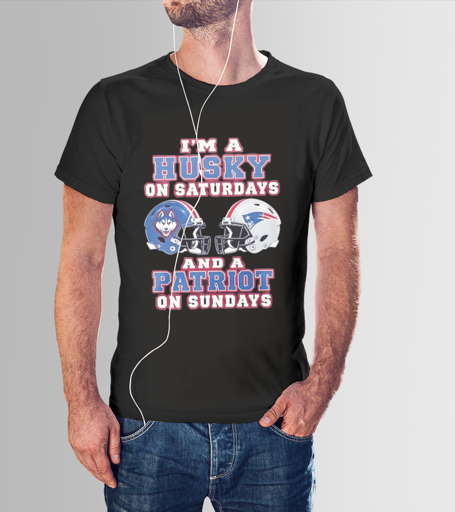 I'm A Husky On Saturdays And A Patriot On Sundays Football Helmets T-Shirt