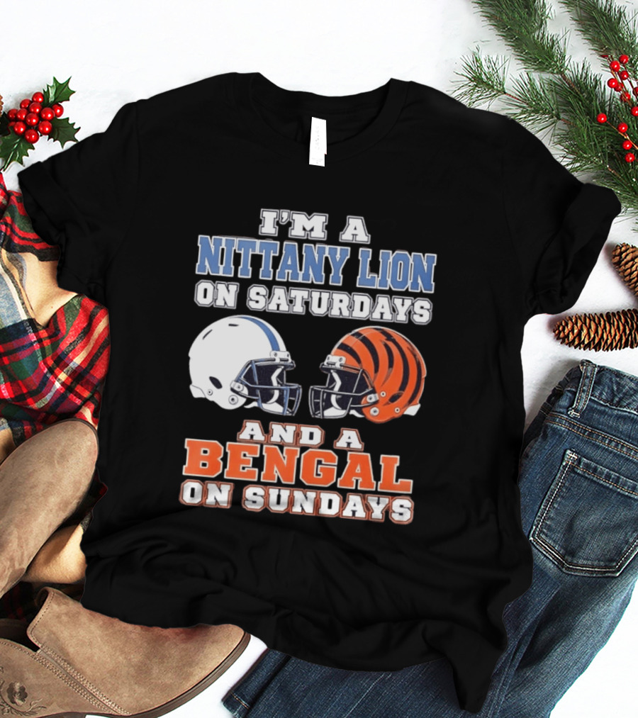 Nittany Lion On Saturdays Bengal On Sundays Football Fan Helmets T-Shirt