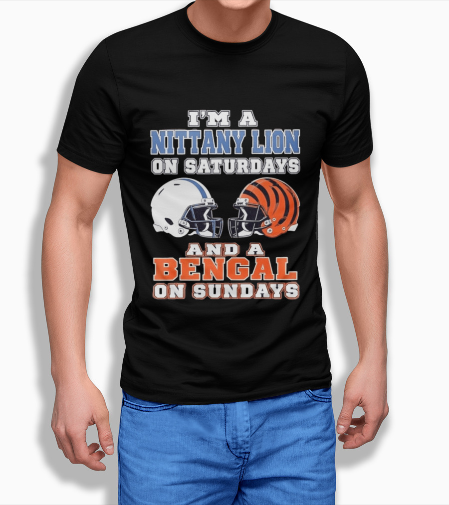 Nittany Lion On Saturdays Bengal On Sundays Football Fan Helmets T-Shirt