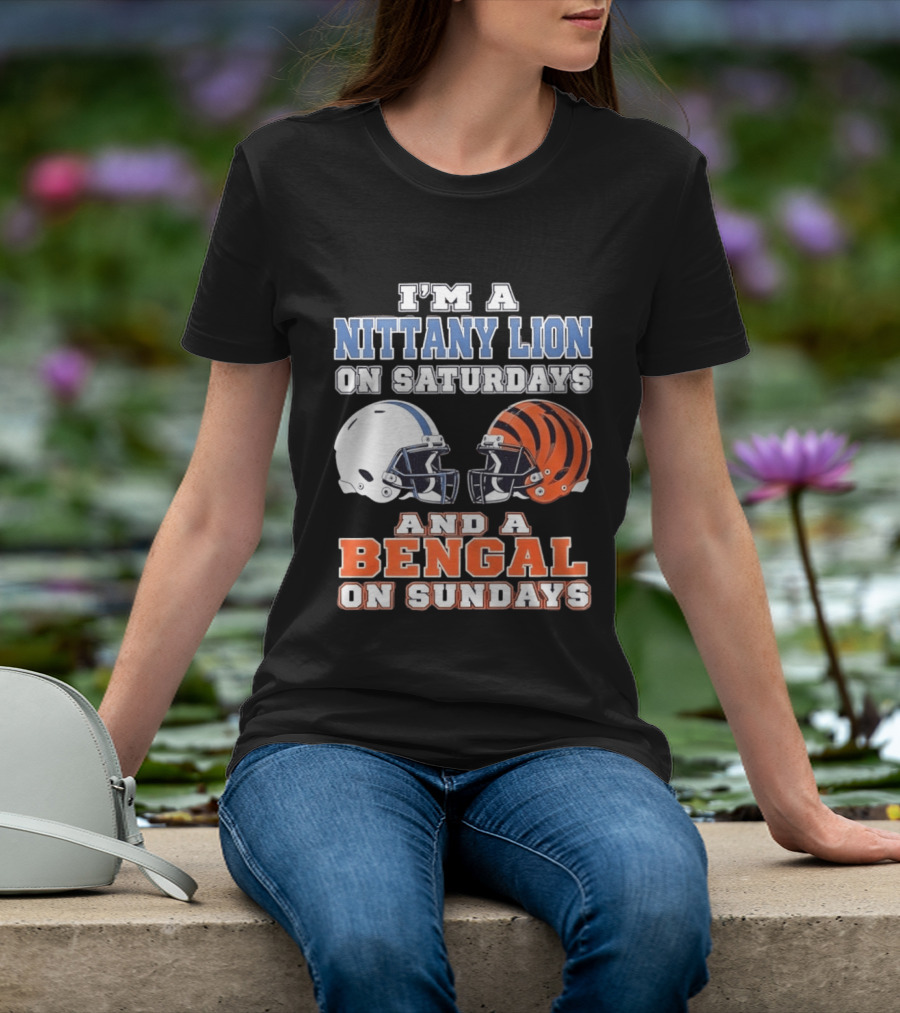 Nittany Lion On Saturdays Bengal On Sundays Football Fan Helmets T-Shirt