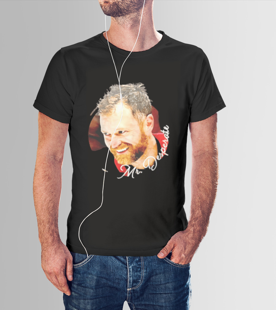 Mr Desperate Smiling Bearded Man Circular Photo T-Shirt