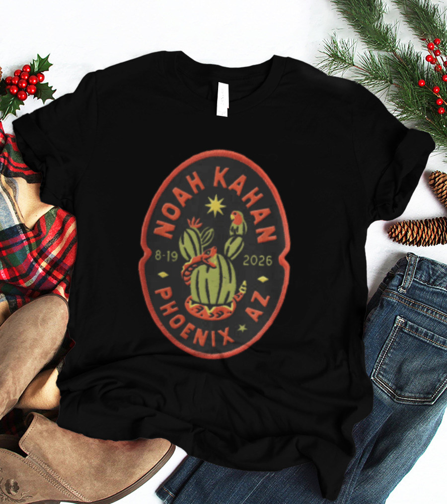 Noah Kahan Phoenix AZ Rattlesnake Cactus Oval Patch 8 19 2026 T-Shirt