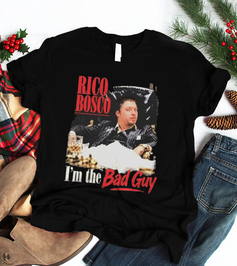 Rico Bosco I'm The Bad Guy Black Suit Reclining Chair Whiskey T-Shirt