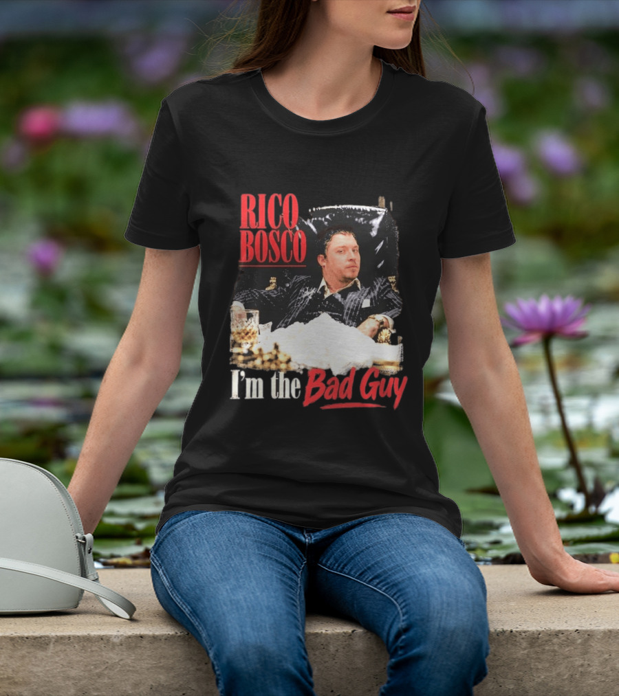 Rico Bosco I'm The Bad Guy Black Suit Reclining Chair Whiskey T-Shirt