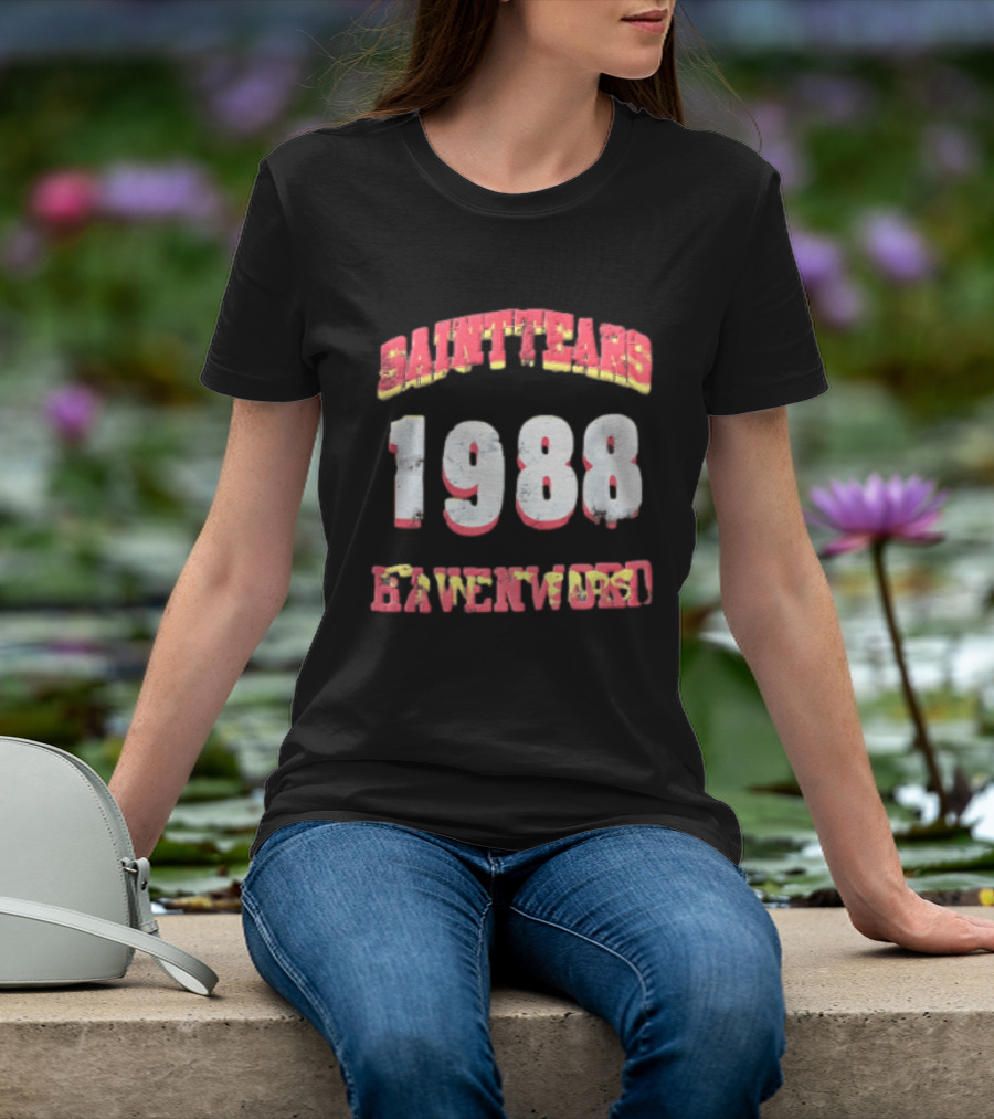 Saint Tears Havenford 1988 Distressed Athletic Block Font Numbers T-Shirt