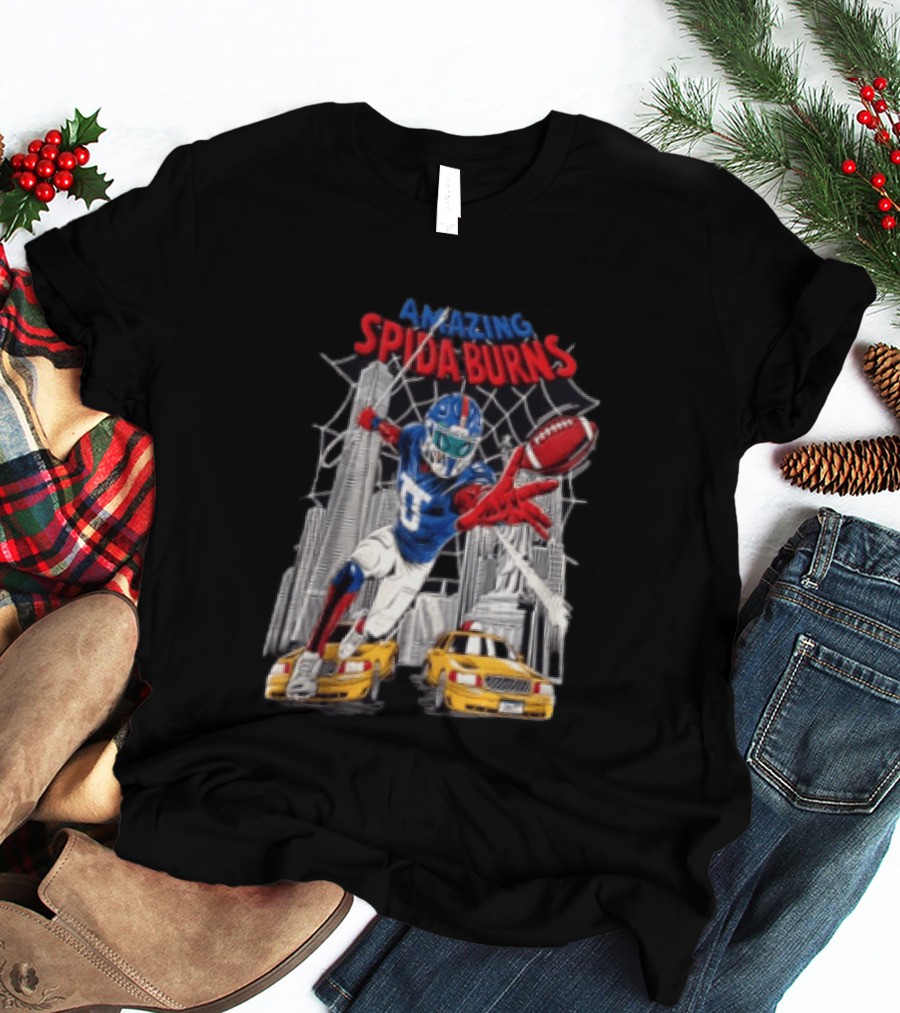 Amazing Spida Burns Football Player NYC Skyline Taxi Scene T-Shirt