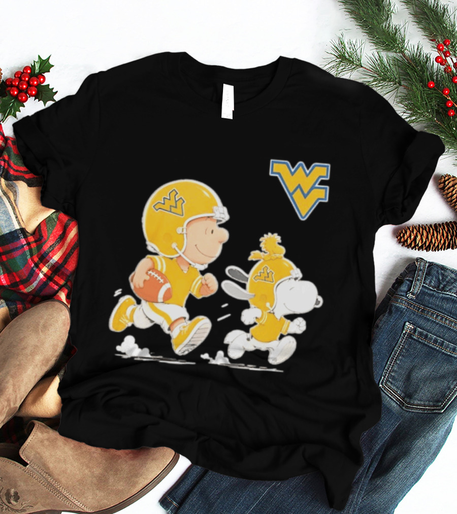 West Virginia Mountaineers Football Snoopy Woodstock Charlie Brown NCAA Running T-Shirt