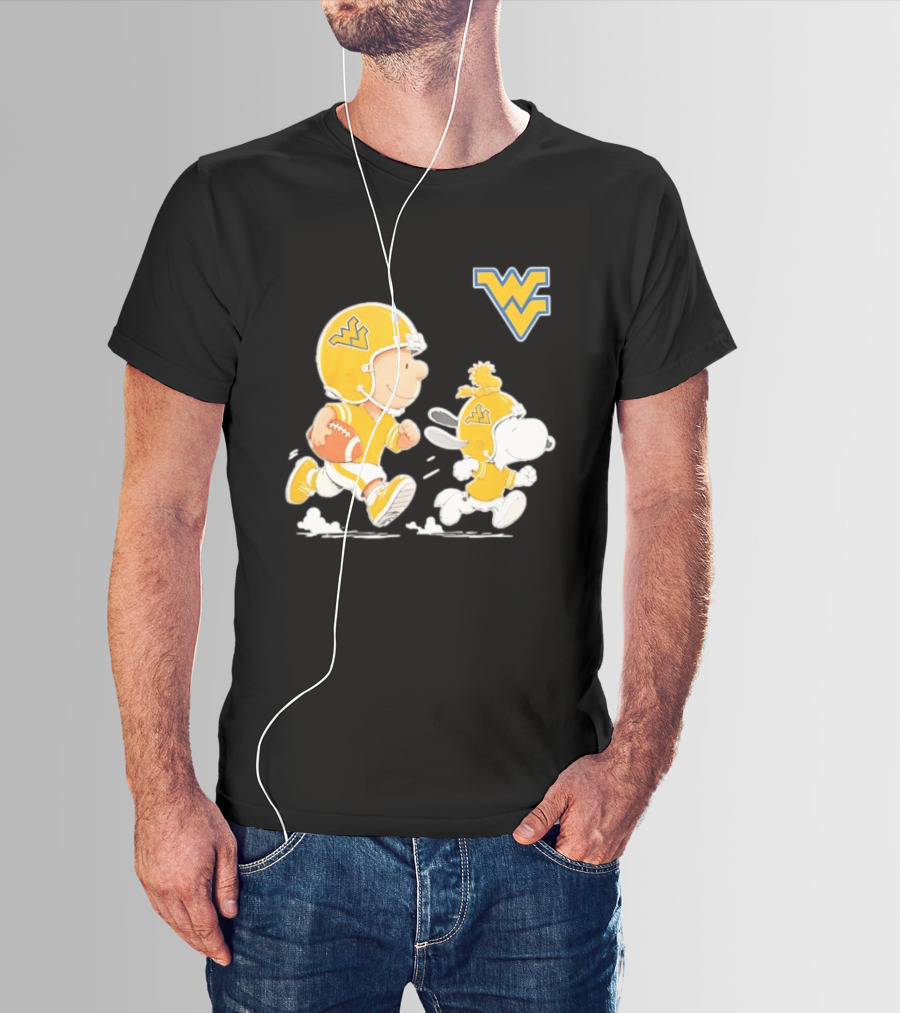 West Virginia Mountaineers Football Snoopy Woodstock Charlie Brown NCAA Running T-Shirt