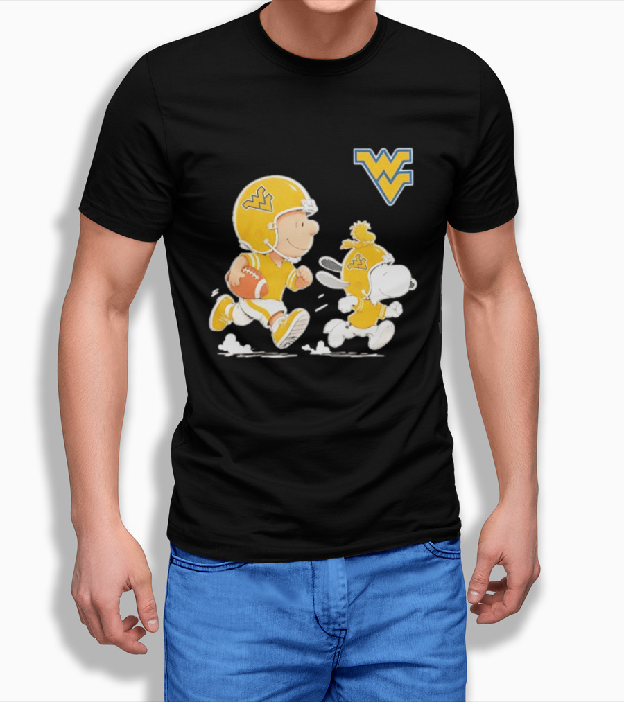 West Virginia Mountaineers Football Snoopy Woodstock Charlie Brown NCAA Running T-Shirt