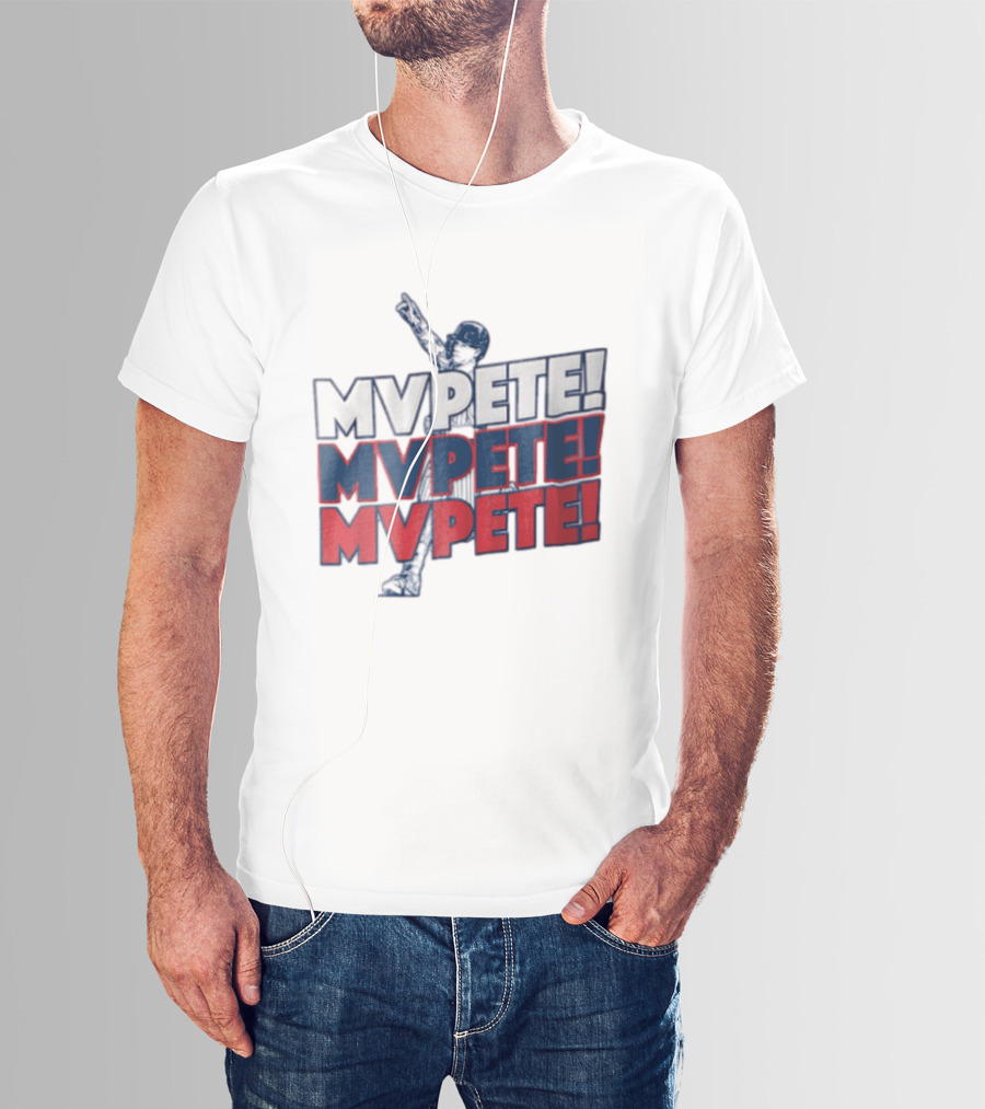MVPETE Baseball Player Pointing Up Repeated T-Shirt