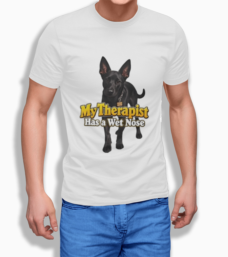 My Therapist Has A Wet Nose Dog Lover Pet Owner Black Dog T-Shirt