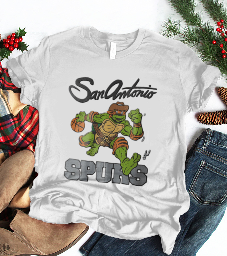 San Antonio Spurs Cartoon Turtle Cowboy Basketball T-Shirt