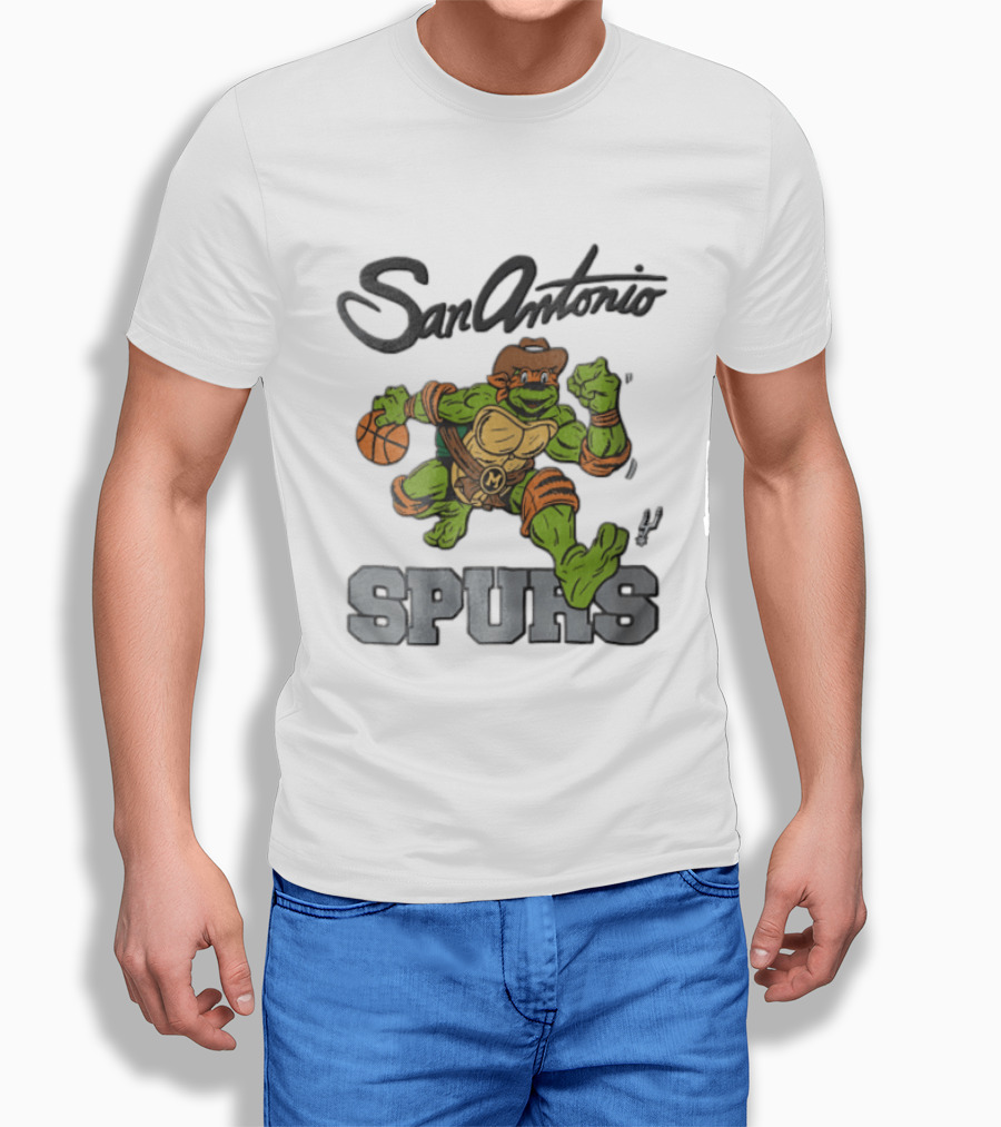 San Antonio Spurs Cartoon Turtle Cowboy Basketball T-Shirt