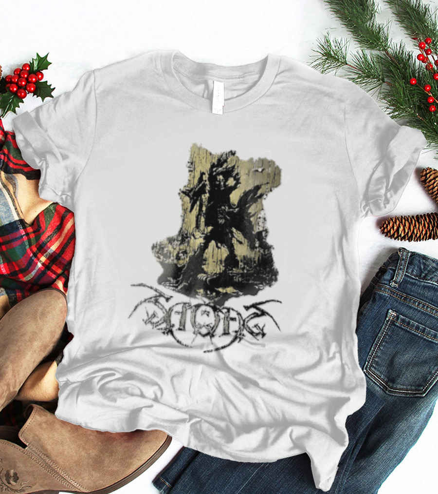 Savatage Skeleton Reaper Flying V Guitar Gold Distressed T-Shirt