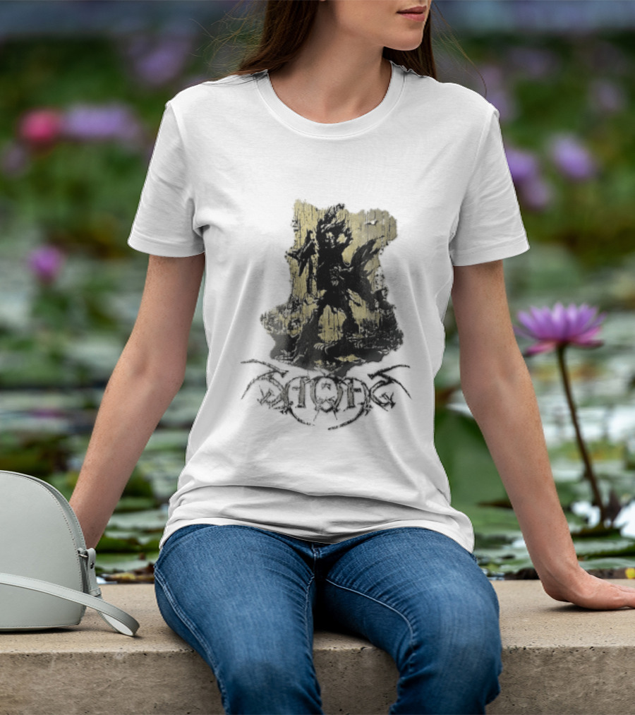 Savatage Skeleton Reaper Flying V Guitar Gold Distressed T-Shirt