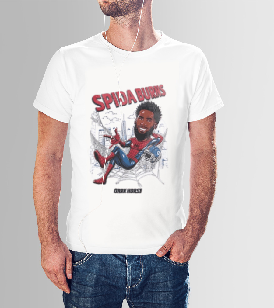 Spida Burns Dark Horse With Spider Man New York Giants T-Shirt