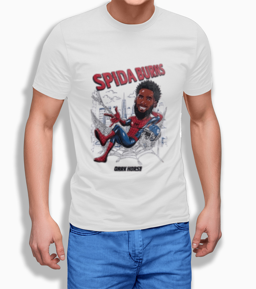 Spida Burns Dark Horse With Spider Man New York Giants T-Shirt
