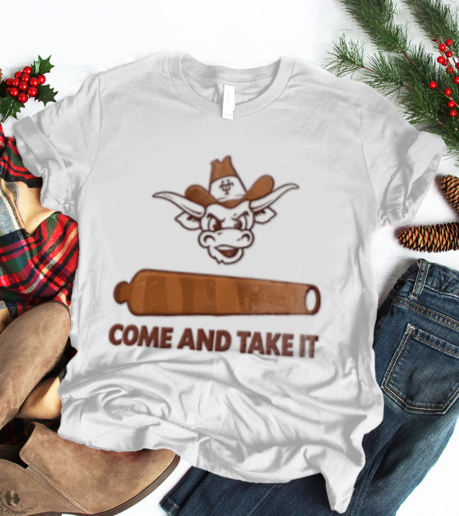 Texas Longhorns Mascot Cowboy Come And Take It Cannon T-Shirt