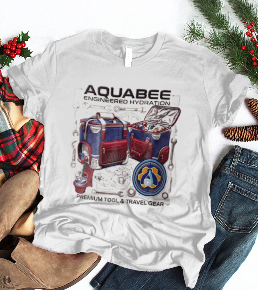 Aquabee Engineered Hydration Premium Tool And Travel Gear Cooler Blueprint T-Shirt