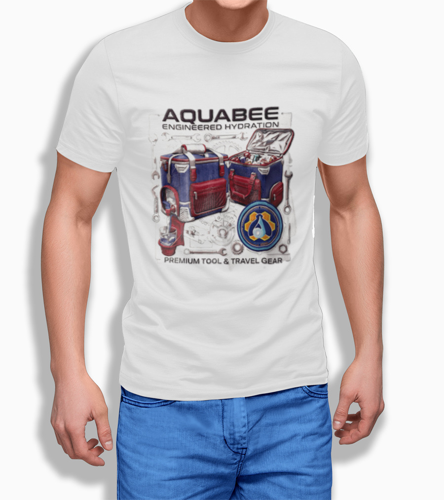 Aquabee Engineered Hydration Premium Tool And Travel Gear Cooler Blueprint T-Shirt