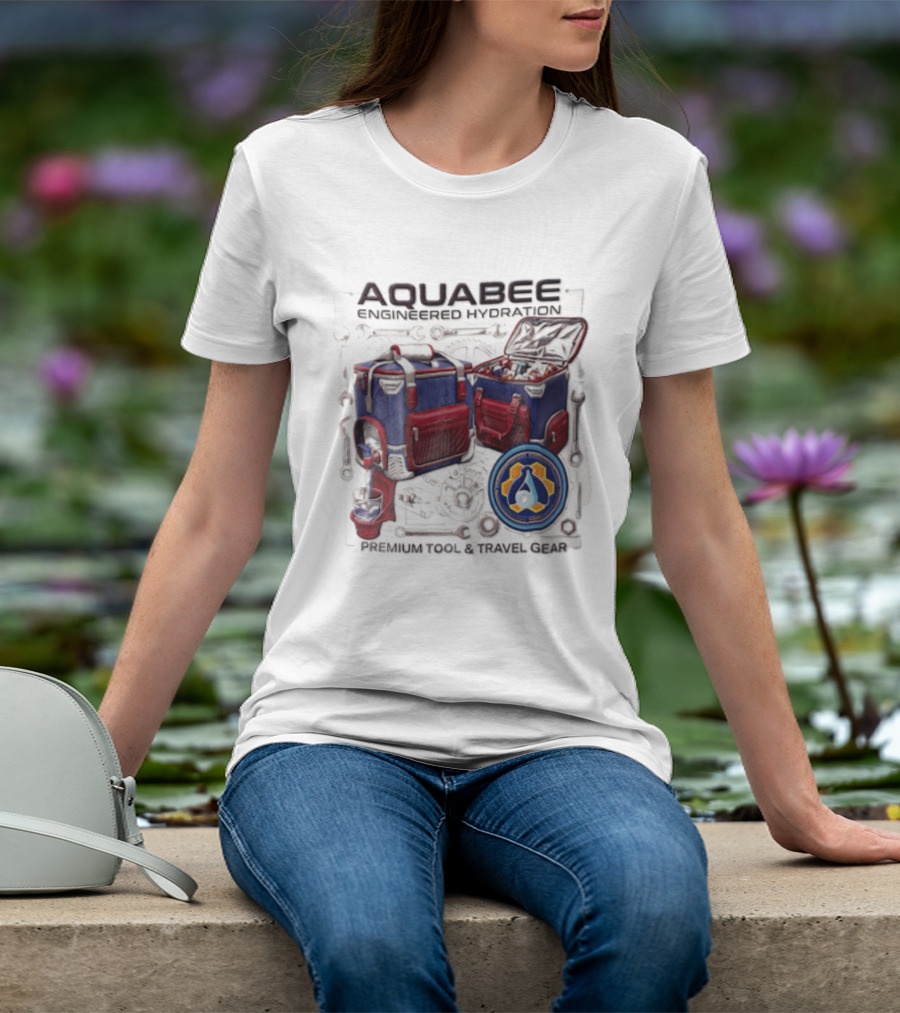 Aquabee Engineered Hydration Premium Tool And Travel Gear Cooler Blueprint T-Shirt
