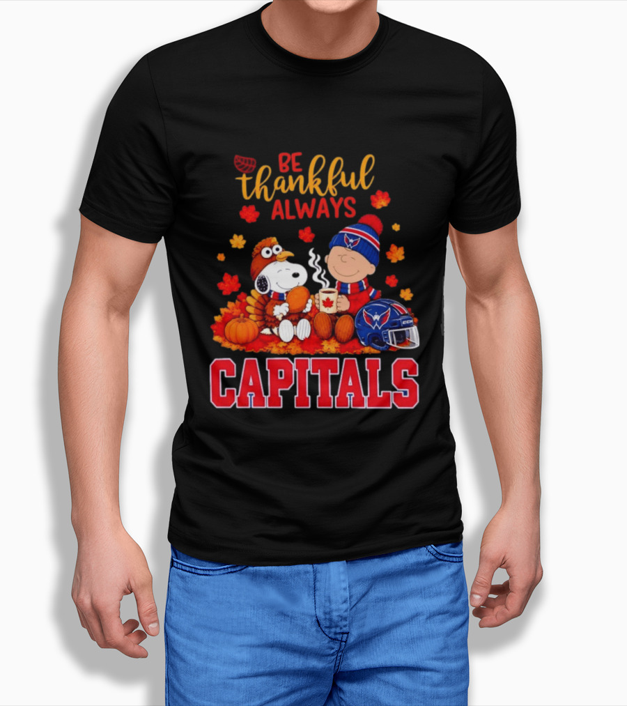 Be Thankful Always Snoopy And Charlie Brown Washington Capitals Cozy Autumn T-Shirt