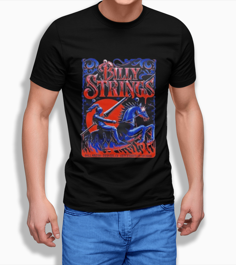 Billy Strings Ball Arena Denver September 18 19 2026 Knight On Horse Tour T-Shirt