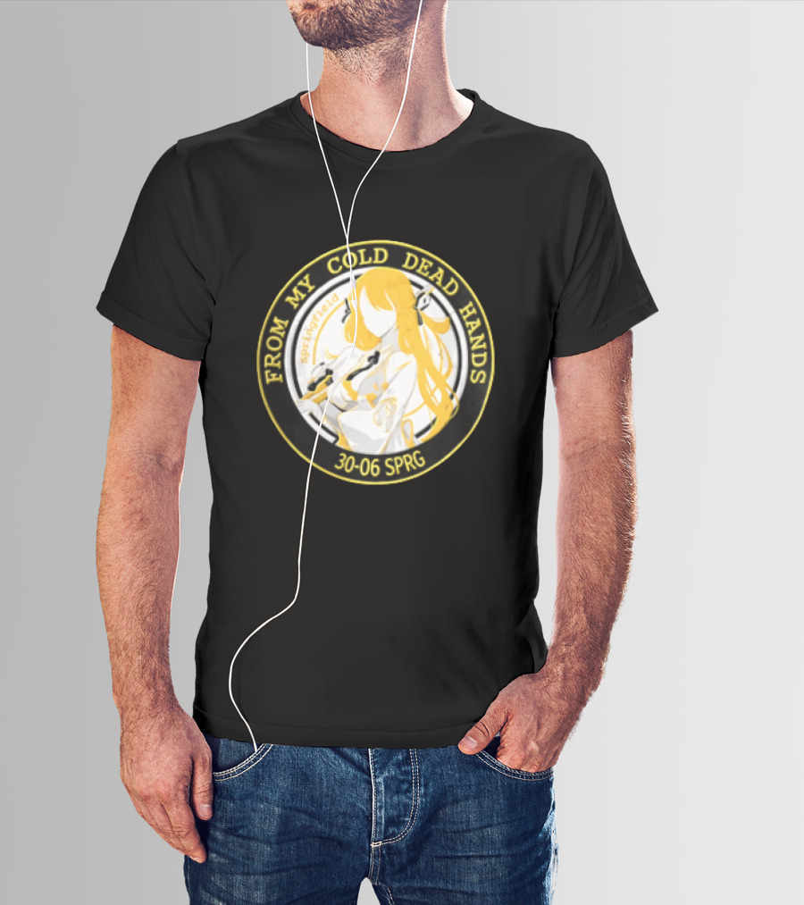 From My Cold Dead Hands Springfield 30 06 Sprg Anime Girl Yellow And Black Circle T-Shirt
