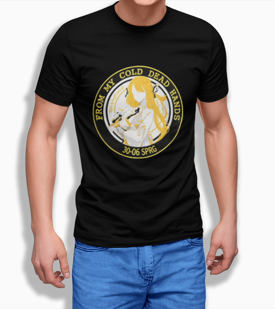 From My Cold Dead Hands Springfield 30 06 Sprg Anime Girl Yellow And Black Circle T-Shirt