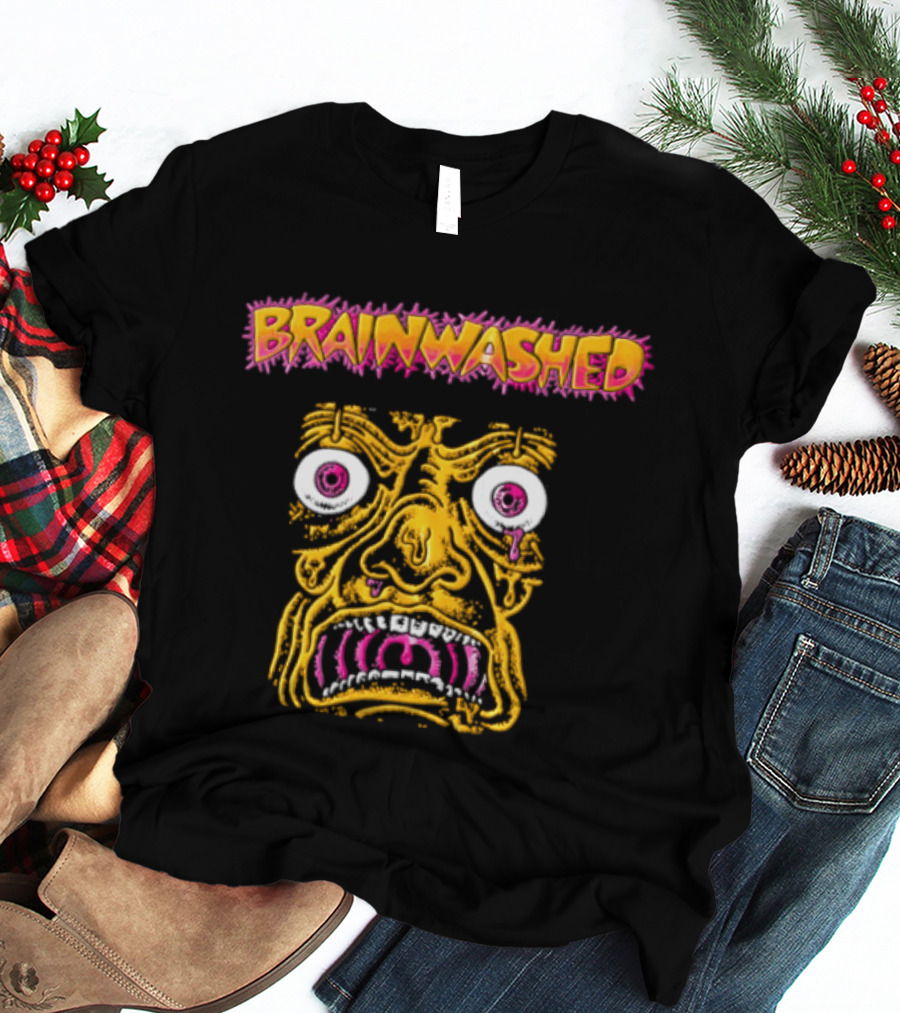 Brainwashed Distorted Melting Face Pink Eyes Vibrant Expression T-Shirt